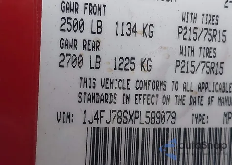 1993 Jeep Cherokee Country z USA, uszkodzony, nr VIN 1J4FJ78SXPL589079